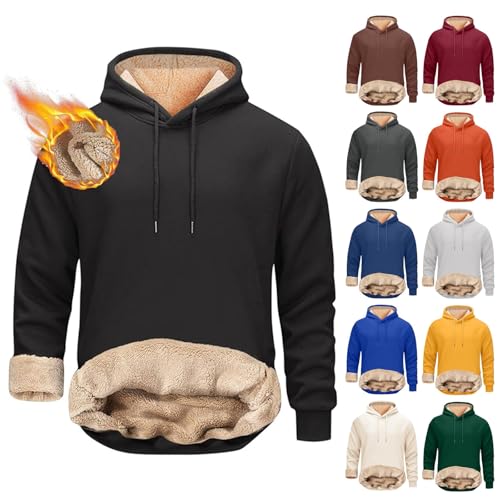 Lolvmvchi Early Deals 2024 Mens Hooded Sweatshirt of Today Amaon Todays Deals Super Heavyweight Sweatshirt Mens Fleece Hoodie Winter Hoodies Black 5X-Large