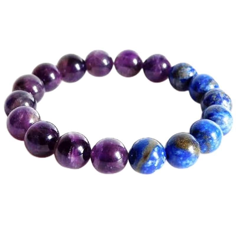 Natural Amethyst & Lapis Lazuli 10mm Smooth Cut Beads Gemstone Stretch Bracelet Round Shape Multi Color Stretchable Wristband For Unisex Gift & Luck |LW_BRST_00481-image-20