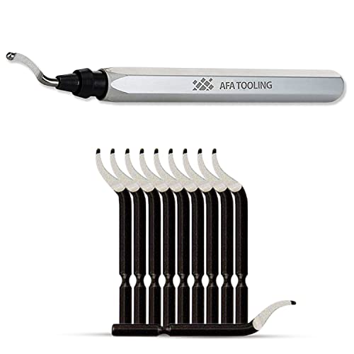 Image of AFA Tooling BK3010 Deburring Tool, Silver CNC Anodized Aluminum Handle | 11 M2 HSS cutters reach 1.5mm holes and back burrs with 360-degree rotation for 3D printing, metal, PVC, copper and resin