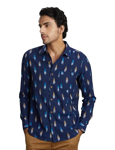 Amazon Brand - Symbol Men's Regular Fit Cotton Ethnic Shirt Navy M Amazon Brand - Symbol Men's Regular Fit Cotton Ethnic Shirt Navy M