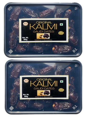 Ifah Original Kalmi Saudi Dates 1Kg (Pack Of 2 Boxes 500G Each) |...