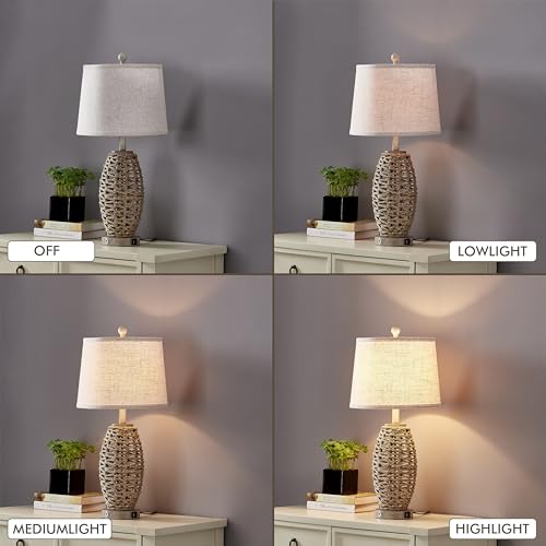 Generic HT23T0816 27 Inch Natural Rattan Table Lamps Set Of 2,Touch Switch,3-Way Dimmable Bedside Lamps thumb #4