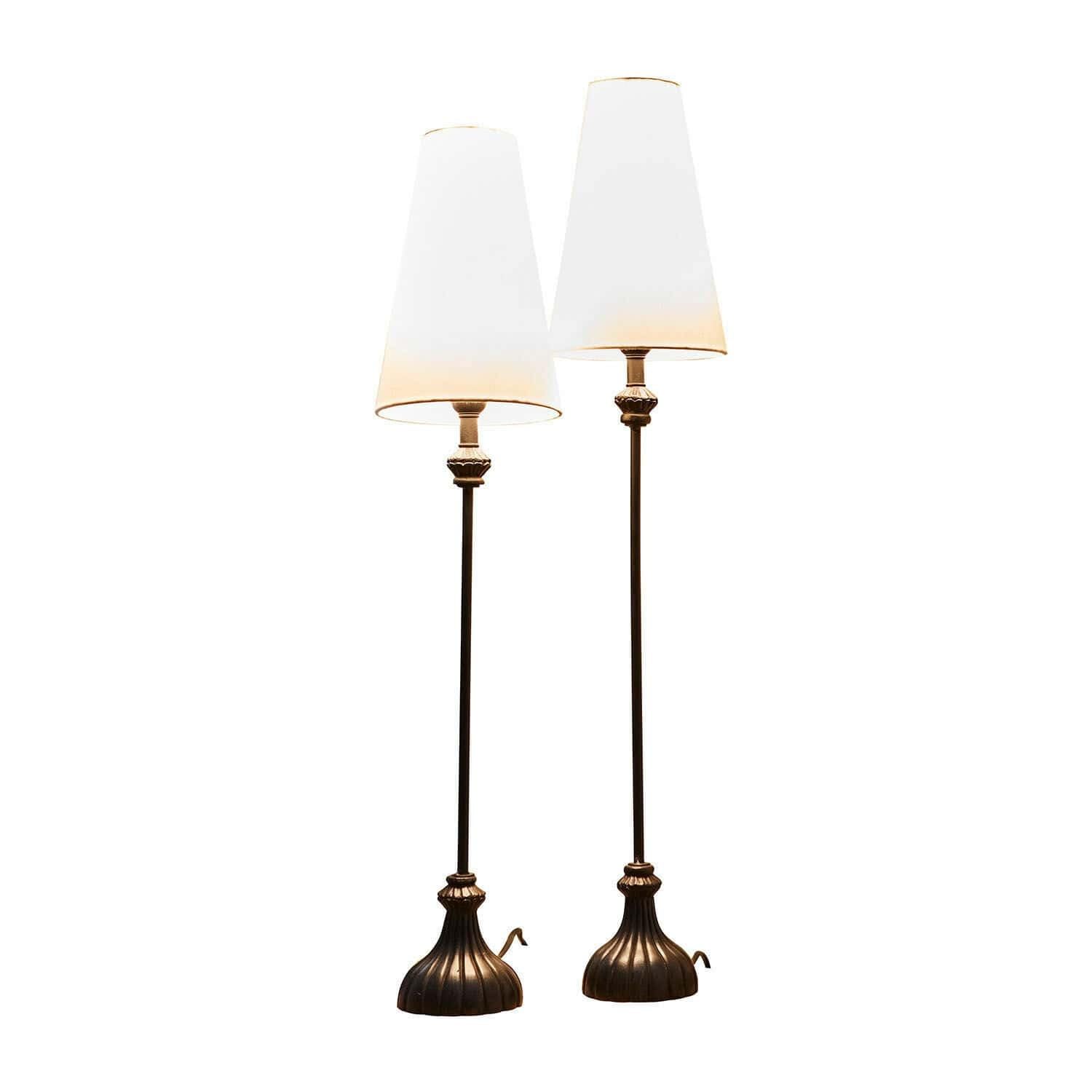 Loberon Tischlampe 2er Set Ambrosse - schwarz/creme | zwei Größen - Hübsch Verschnörkeltes Design - Edler Materialmix - Tischleuchte - Baumwolle - Eisen