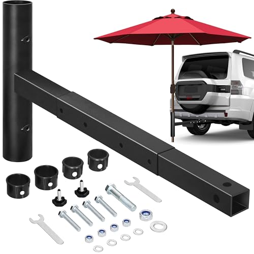 EliteShade USA Hitch Mount Umbrella Holder for 2 Inch Receiver Heavy Duty Trailer Hitch Umbrella Stand for Truck SUV RV Fits 1.5 to 1.9 Pole Tailgate Umbrella Mount for Camping Beach Sports