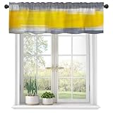 Valances for Windows, Yellow Gray Abstract Art Semi Sheer Valances Windows Curtain, Rod Pocket Short Window Treatment Light Filtering Decor Valances for Kitchen Living Room Bedroom Windows - 54'x18'