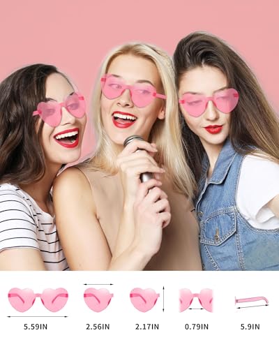 50 Pairs Heart Sunglasses for Women Bulk Transparent Pink Heart Shaped Sunglasses Bachelorette Party Glasses Fun Glasses for Party Favor to Add A Splash of Fun And Style2