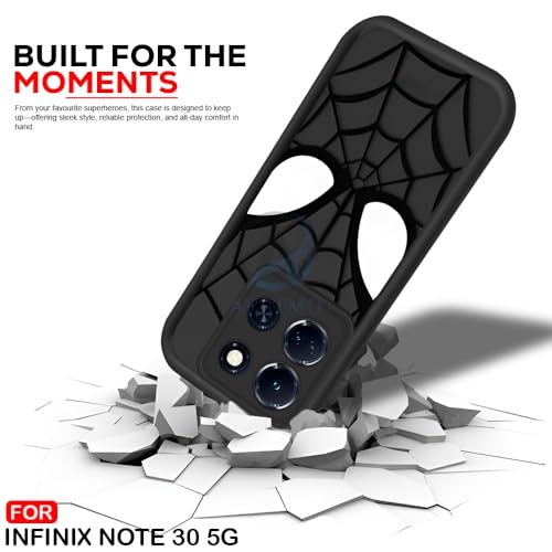 Image of AESTMO Back Case Cover for Infinix Note 30 5G Cover | Spidey Face Mask Design | Silicone Case | Full Body Protection | Camera Protection Back Cover for Infinix Note 30 5G (Black)