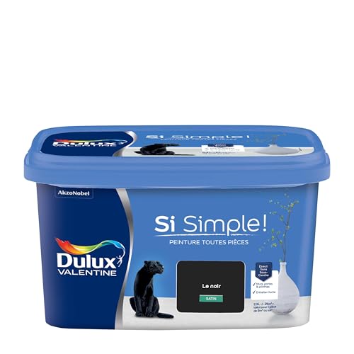 Dulux Valentine Peinture Si Simple Peinture Intérieure Toutes Pièces - Peinture Mur et Plafond, Porte et Plinthe - Couleur : Le Noir Satin - 2,5 L