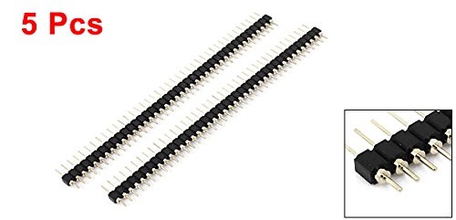 Uxcell 2.54 mm Spacing 40P Straight Male Round Pcb Pin Header 5 Pcs, Black - Image 4