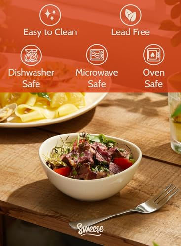 image for Sweese Porcelain Bowls 6-Pack - 5 Inch, 10 oz for Dessert, Soup, Rice,