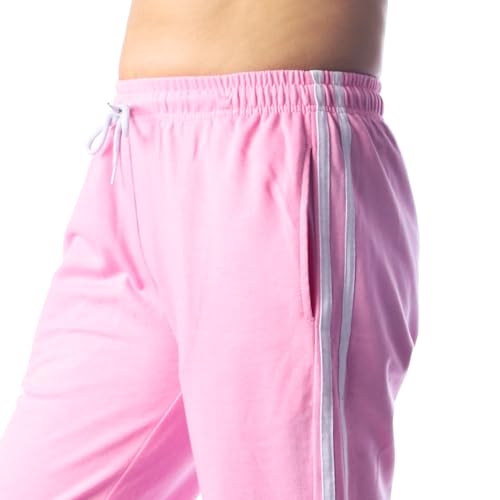 Image of London Hills Women's Regular Fit Mid Rise Cotton Blend Joggers Track Pants Striped Track Pants