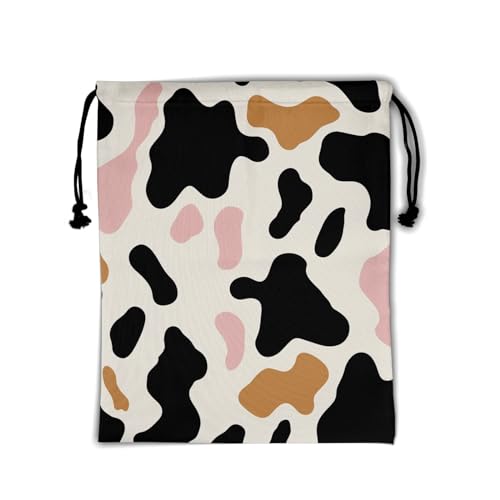 Image of Nerxy Cow Print Gymnastics Grip Bag - Animal Grips Bags Cowhide Drawstring Gym Bag for Gymnasts Wildlife Athlete Gym Pouch Bags Adjustable