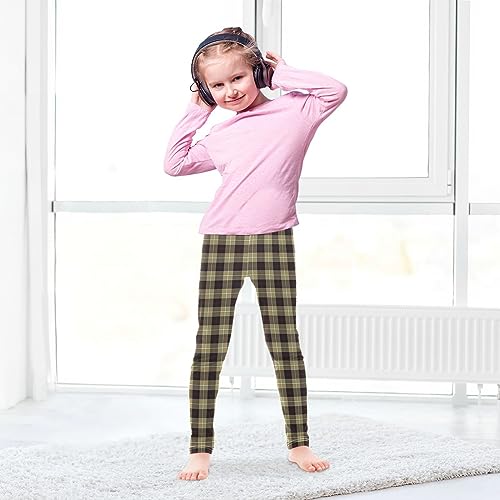 Hunting Tartan Brown Plaid Pattern Girls Leggings Dance Running Workout Yoga Pants4