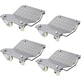 Goujxcy Vehicle Dolly, Set of 4 Auto Wheel Dolly Car Tire Dolly, Skates Wheel Car Dolly Ball Bearings Skate Makes Moving A Car Easy Furniture Movers, Total 6000lbs Weight Capacity (Silver)