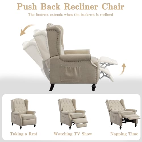Sillón Recliner Plegable Beige miniatura 3
