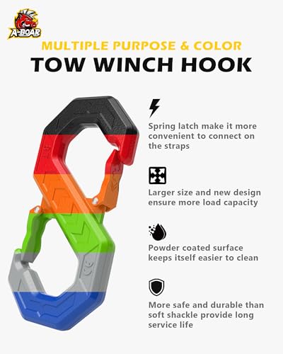 Image of 3 /8 inch Tow Hook, S-Shaped Winch Hook, 33,000lbs Breaking Strength, G80 Heavy Duty Forged Steel, Fast Connect Winch Shackle Towing Hook for Trucks, SUVs, ATVs, Trailers, Black