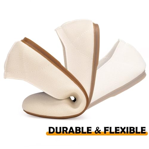 Image of Frank Mully Women's Ballet Flats Round Toe Walking Flats Slip On Work Shoes Knitted Flats Shoes for Woman Soft Lightweight