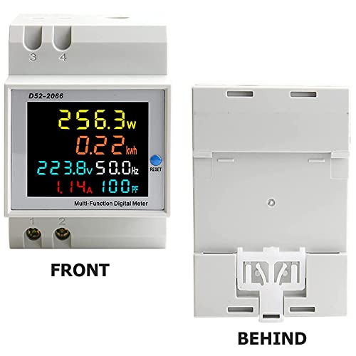 Lotvic Stromzähler Hutschiene, 6 in 1 Stromzähler Digital, AC40300V 100A Amperemeter Voltmeter