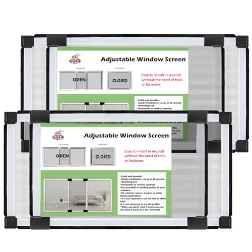 FLYZZZ Adjustable Window Screen Small Expandable Window Screens, (9.84'' High by 16-28'' Wide, B) 2 Packs Suitable for Window Openning Width Size 16''-28'', 20% Smaller Than Standard Screens