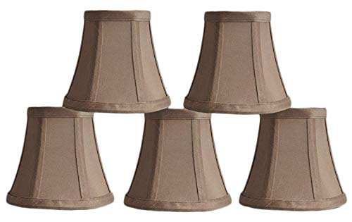 Urbanest Set of 5 Chandelier Mini Lamp Shades 5-inch, Bell, Clip On, Taupe