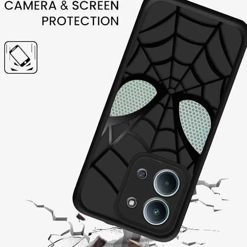Image of Stylish Spider Back Case Cover Compatible for Mi Redmi 15C 5G | Spidey Face Mask Case | Soft Silicone | Camera & Full Body Protection | Shock Proof | (Black)