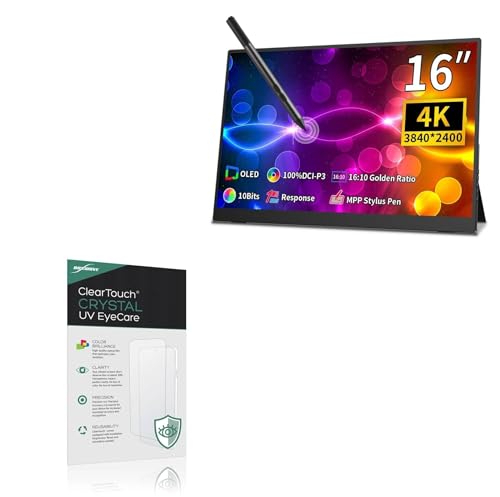 BoxWave Screen Protector Compatible With Magedok 4k OLED Touchscreen Portable Monitor (16 in) - ClearTouch Crystal Anti-UV EyeCare (2-Pack), Filters out Harmful Blue Light Reduce Fatigue