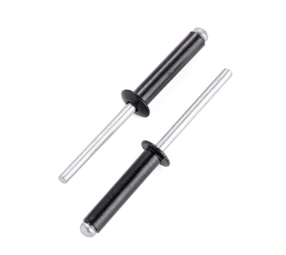 50 Rivetti Ciechi In Alluminio Con Flangia Larga - 4.8x20mm | Nero | Per Fai Da Te E Industriali