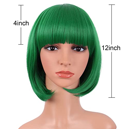 mapofbeauty 12 inch30 cm fashion lady short straight flat bangs bob wig green