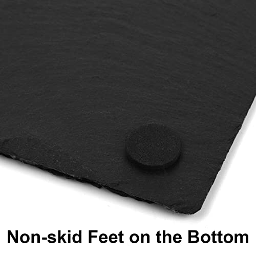 Hacaroa 6 Pieces Slate Cheese Board, 30 x 20cm Black Charcuterie Boards Natural Slate Stone Plate Tray, Gourmet Serving Platter for Meats, Fruits, Parties, Appetizers - Cosy Home Interiors Hacaroa 6 Pieces Slate Cheese Board, 30 x 20cm Black Charcuterie Boards Natural Slate Stone Plate Tray, Gourmet Serving Platter for Meats, Fruits, Parties, Appetizers - Image 3