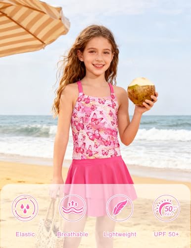 Image of ALISISTER Girls Tankini Swimsuit Two Piece Bathing Suits Summer Beach Swimwear with Shorts for 7-12 Years