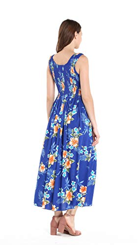 Image of Matchable Family Hawaiian Luau Men Women Girl Boy Clothes in Hibiscus Blue