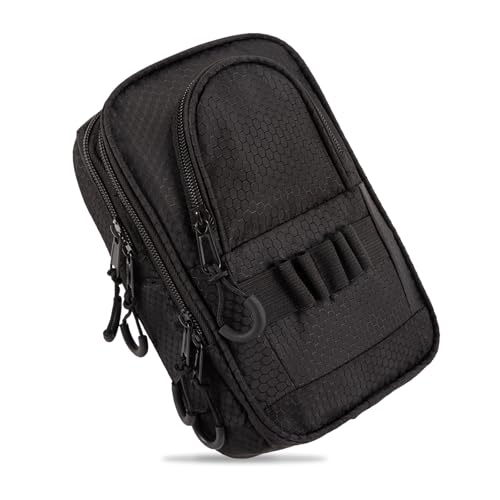 Golf Valuables Pouch & Golfs ball bag organizer with 3 Zippered Pockets,Golf Accessories for Men,Portable Multi Layer Golfs Storage Bags,Carabiner Clip – Store 12-15 Balls,Male and Female Player Gifts