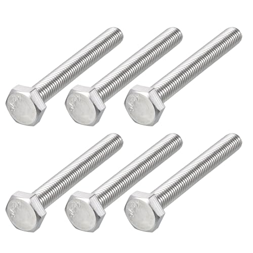 Image of METALLIXITY Hex Bolts (M10-1.5x80mm) 6Pcs, 304 Stainless Steel Coarse Fully Threaded Hex Head Screw Bolt Machine Screws - for Furniture Repair, Silver