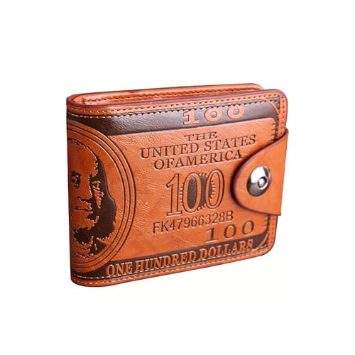 Carteira masculina retrô com fivela magnética – carteira curta com estampa de dólar, estilo multicartão, 1 peça de couro sintético para cartão de crédito e foto, acessório elegante para uso diário