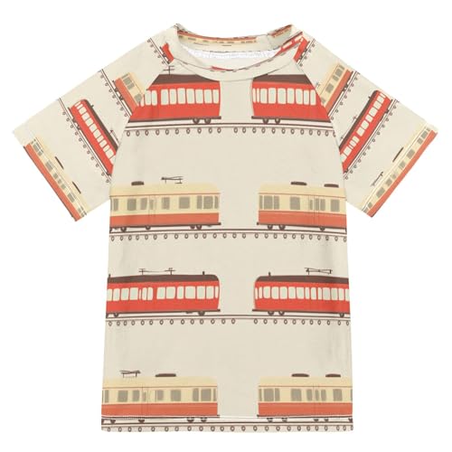 Swing Shirts Train Railway White Rashguard Short Sleeve Boy Swimsuit Sunscreen T-Shirts Sun Swimwear Sets UPF 50+
