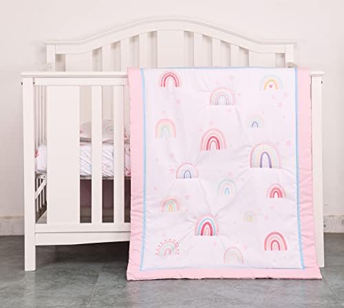 HMtideby Baby Toddler Blanket Quilt Cot Comforter Crib Baby Quilts for Boys and Girls Nursery Bed Throw Blanket 84x107cm-Pink Rainbow