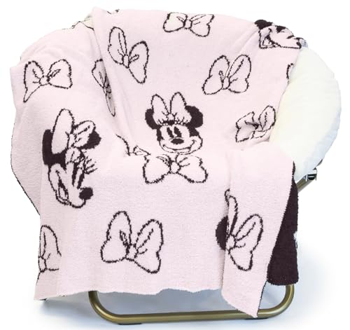 Jay Franco Disney Minnie Mouse Feather Knit Fluffy Throw Blanket for Girls - Light Pink Bows Fuzzy Blanket Measures 50 x 60 inch | Super Soft Lightweight Bedding