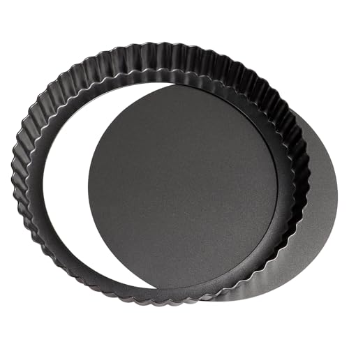 ZTVOWTO 20cm×3cm quiche pan, sartén redondo para tarta con base elevadora, bordes ondulados Base antiadherente para pastel Forma trasera