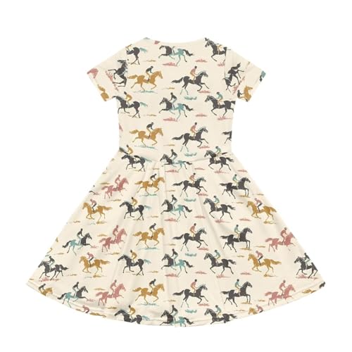Image of Short Sleeve Dress for Girls with Pockets Cute Toddler Girl Clothes Summer 2-12