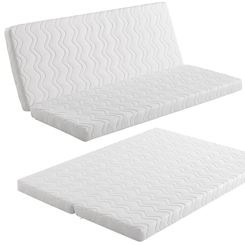 EROSS CONFORT Matelas pour canapé lit avec système clic-clac 140x190 cm. Déhoussable, Lavable, Respirant, hypoallergénique. Cadeau Plaid pour canapé Lit....