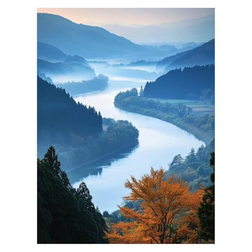 数字油絵 川 数字塗り絵画 手芸キット 風景 ペイントバイナンバー 手作りキット 子供 初心者 と アクリル絵の具 と ブラシ キャンバス 100x135Cm Paint by numbers のために そして自宅 壁飾り ギフト 女性 model-538