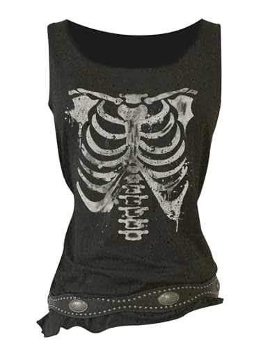 WDIRARA Women's Skull Graphic Tank Top Scoop Neck Sleeveless