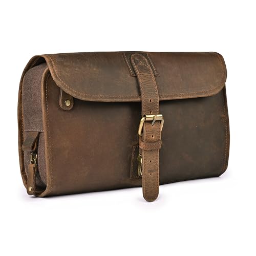 LEATHER VILLAGE Hanging Leather Toiletry Bag