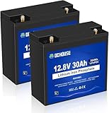 DC HOUSE 2 Pack 12V 30Ah LiFePO4 Lithium Battery, Low Temp Cut-Off, 4000+ Deep Cycle Rechargeable Battery, Perfect for Scooter Pride Mobility Jazzy Select Electric Wheelchair, Trolling Motor