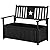 Outsunny Outdoor Wooden Storage Bench Deck Box, Wood Patio Furniture, 43 Gallon Pool Storage Bin Container with Backrest and Armrests, Interior Cloth Bag, Star Motif, Black