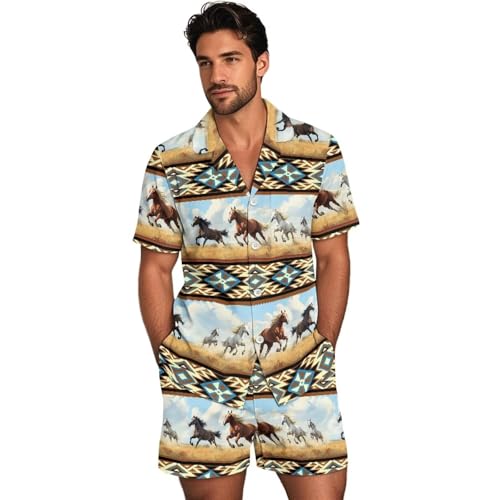 AFPANQZ Men's Lightweight Pajama Set Soft Lightweight Sleepwear, Button-Down Top & Breathable Lounge Shorts