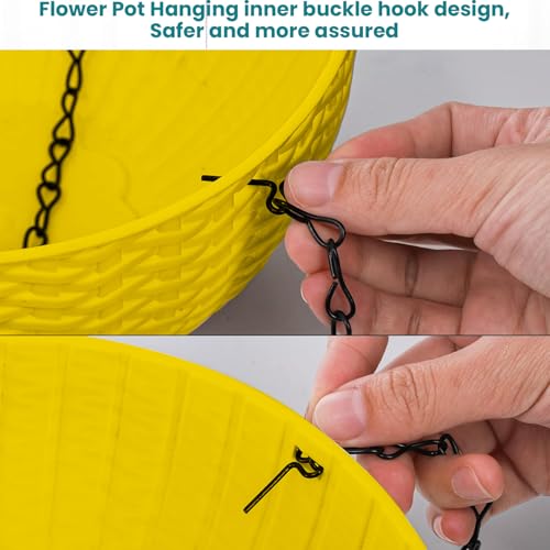 Image of Go Hooked Hanging Pots | Yellow | 7.1 Inch Diameter | 4.8 Inch Height | 3 mm Thickness | 13 Inch Chain | 6 Pieces