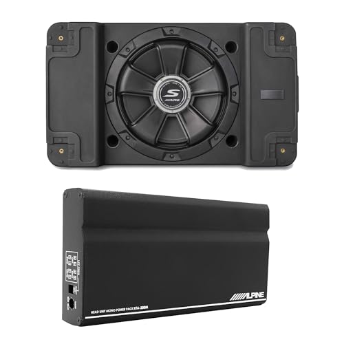 Alpine KTA-200M Mono 400-Watt Power Pack Amp & SS-SB12 Single 12” S-Series Shallow Preloaded Subwoofer Enclosure
