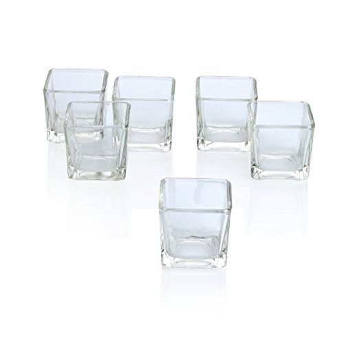 PARNOO Votive Candle Holders Bulk Set of 24 - Glass Votive Tealight Holders - Perfect for Wedding Centerpieces, Home Decor (Square Clear)