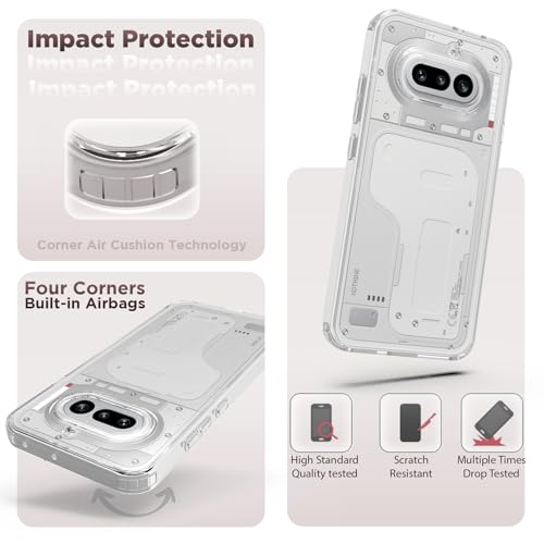 Image of RIGGEAR Shockproof Clear Hybrid Armor Back Cover Case Compatible with Nothing Phone 4a 5G (Transparent PC and TPU Bumper)